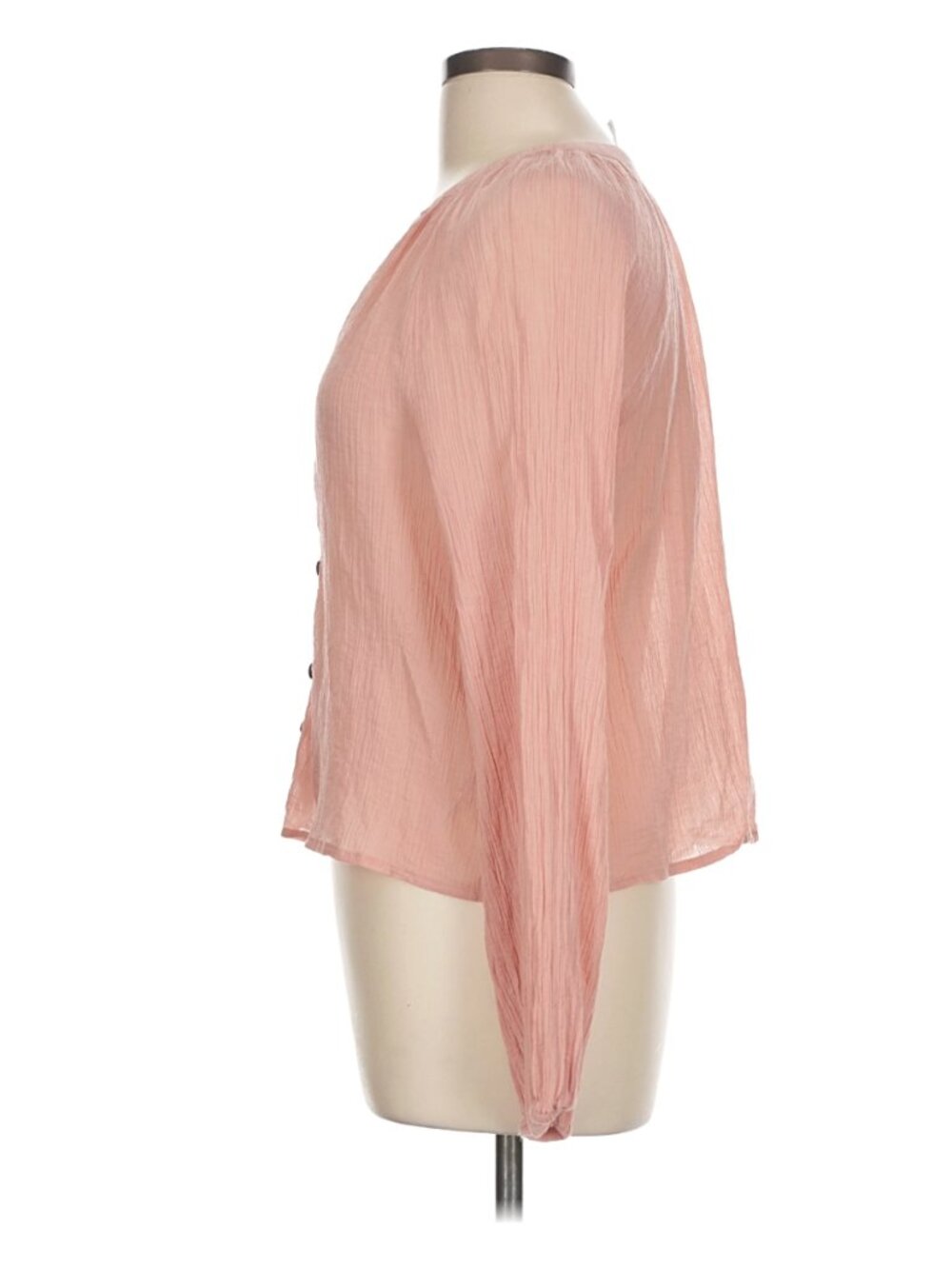 We The Free "Sand Dune" Henley Blouse In Peach - Size L - Picture 4 of 10